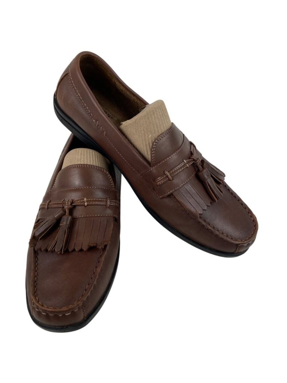 Dockers Mens Size 10 M Tassel Loafers Brown Leather Slip On Memory Foam Comfort